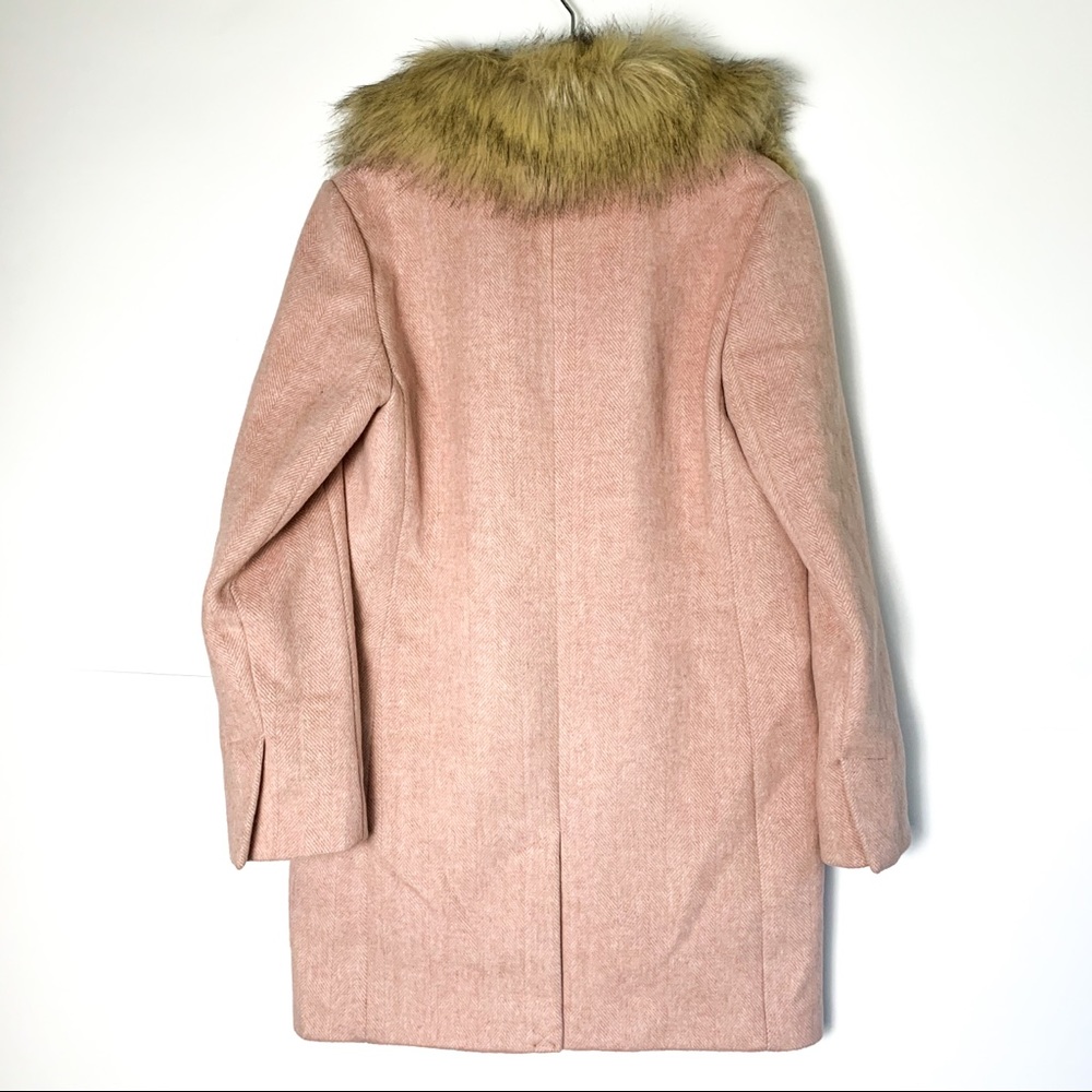 NWOT topshop pink coat with removable faux trim - Picture 3 of 4